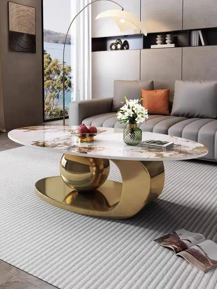 Luxury marble and gold coffee table for modern living room furniture in Lebanon