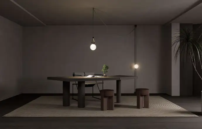 Modern dining room pendant lighting with warm ambient interior design in Lebanon