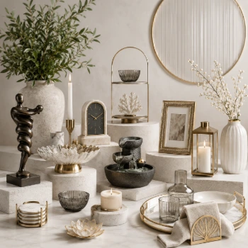 Home decoration accessories in Lebanon including vases, mirrors, trays, candles, sculptures, frames and decorative objects