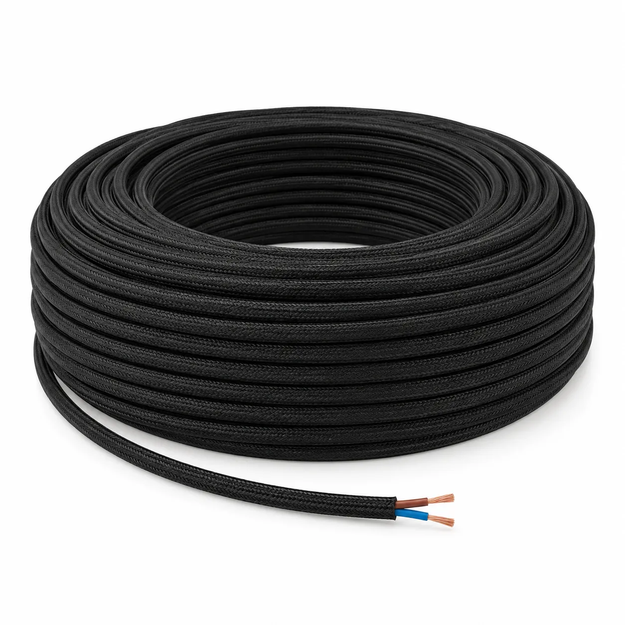 NOX Black Fabric Electrical Cable | 2x0.75mm² 25m