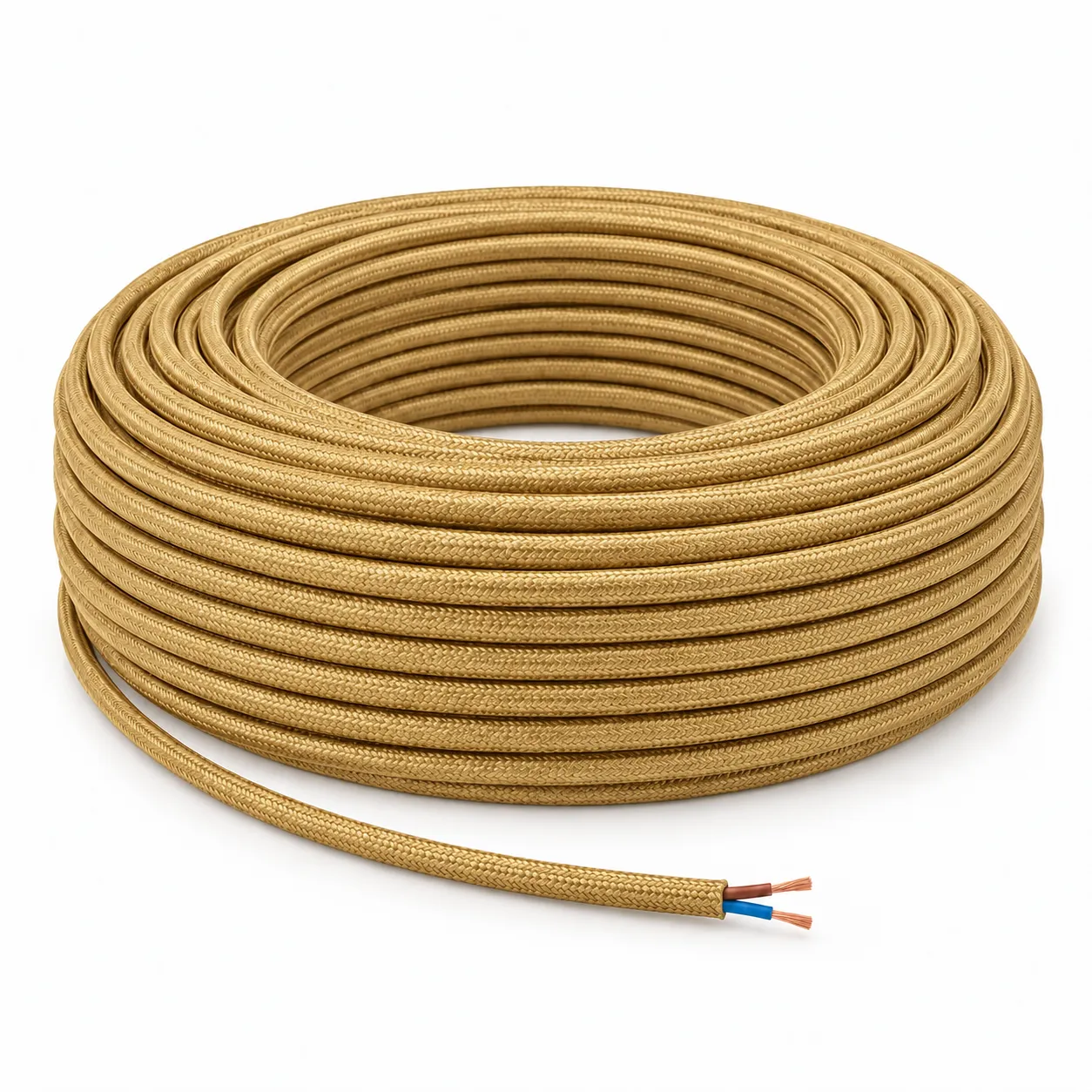 NOX Gold Fabric Electrical Cable | 2x0.75mm² 25m