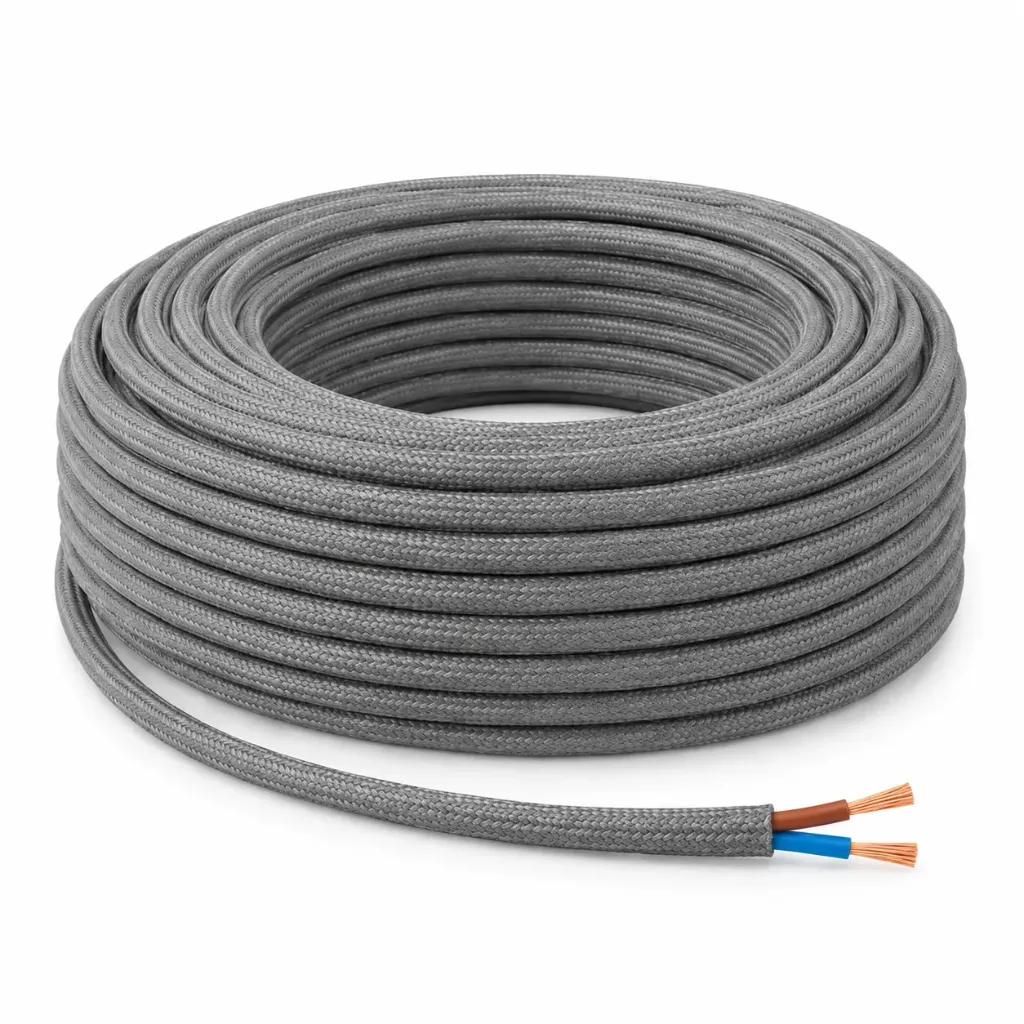 [CA138/25GY] NOX Grey Fabric Electrical Cable | 2x0.75mm²