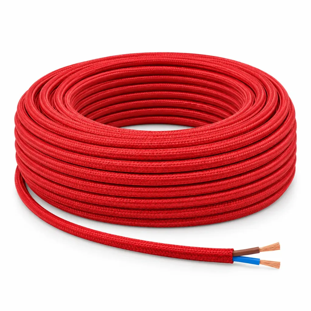 NOX Red Fabric Electrical Cable | 2x0.75mm² 25m