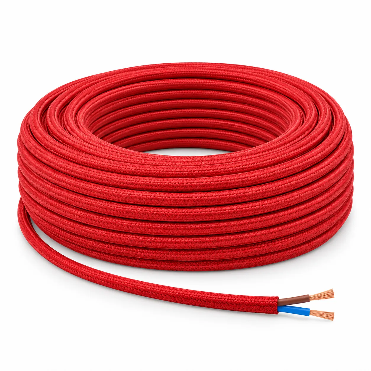 NOX Red Fabric Electrical Cable | 2x0.75mm² 25m