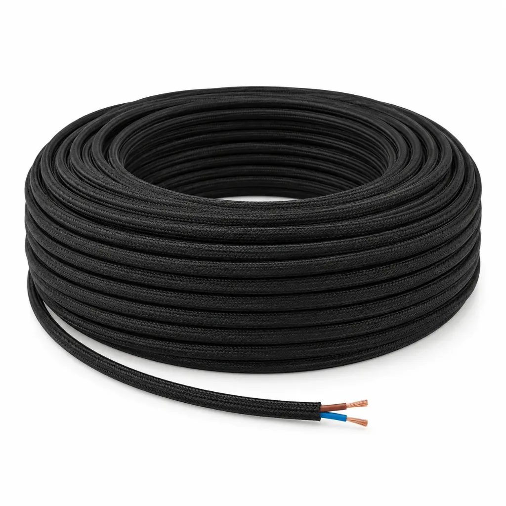 NOX Black Fabric Electrical Cable | 2x0.75mm²