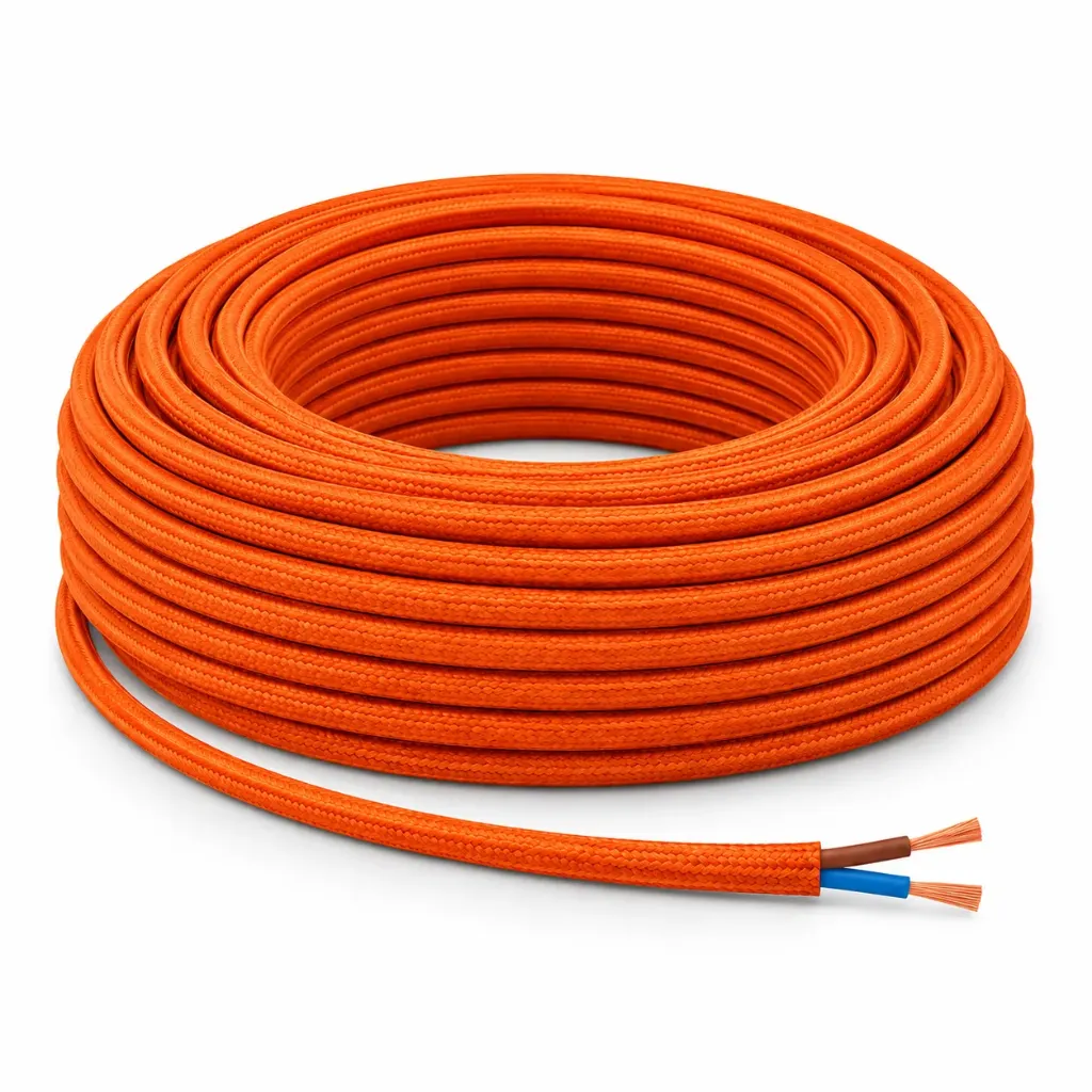 [CA138/OR] NOX Orange Fabric Electrical Cable | 2x0.75mm²