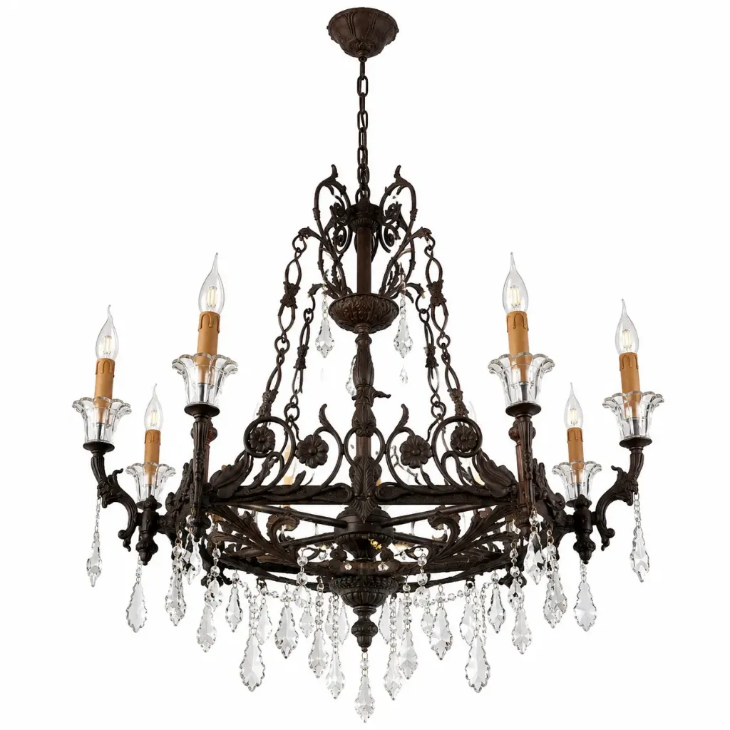 [CH7007-8] Castilla Rust Brown Crystal Chandelier| 8-Light
