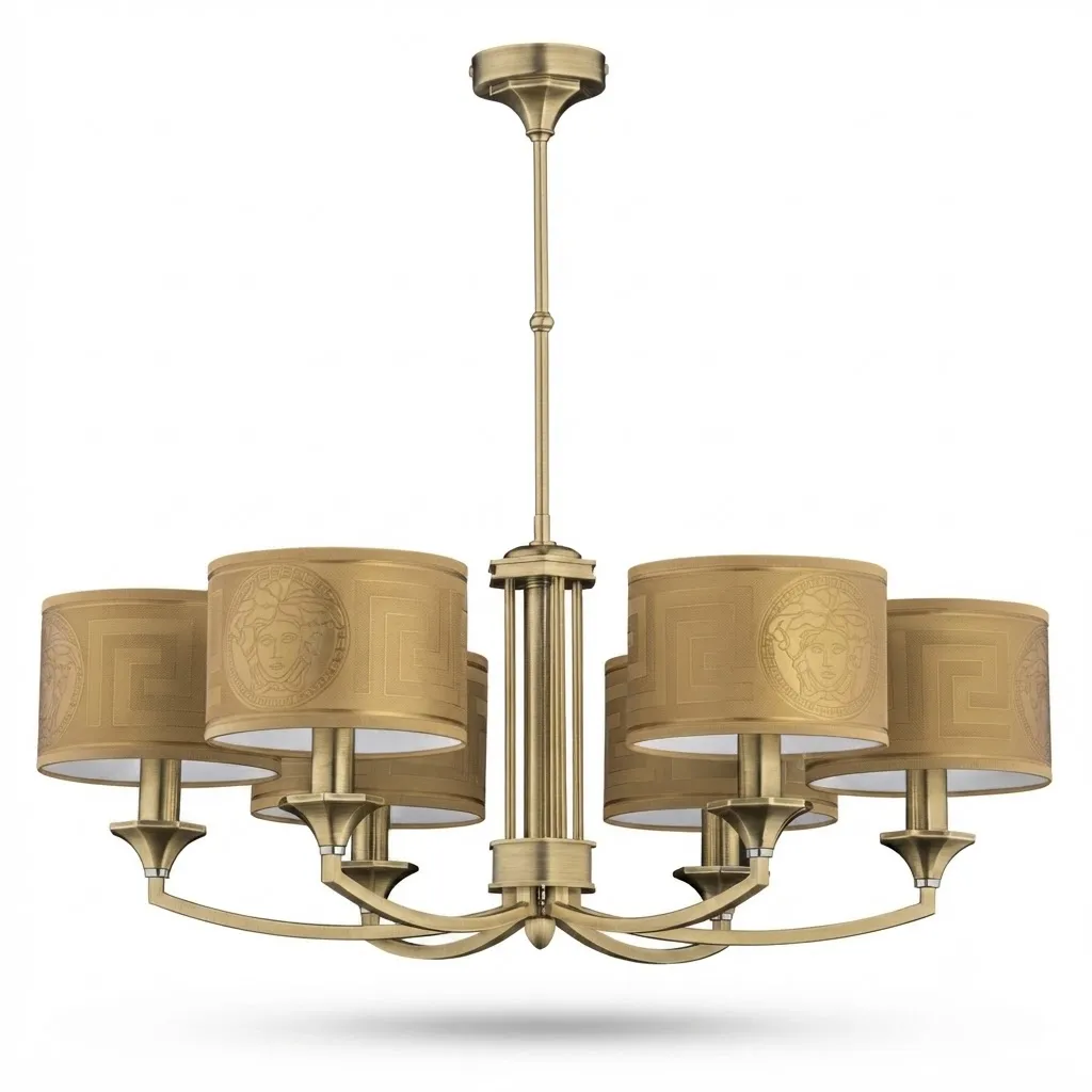 [CH-DECZW6PA] Versace Print 6-Light Gold Chandelier