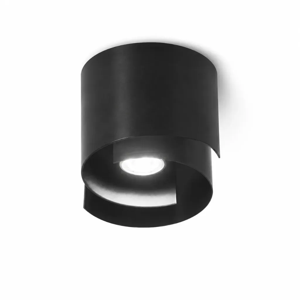 Black Cutaway Cylinder Surface Ceiling Spotlight | GU10