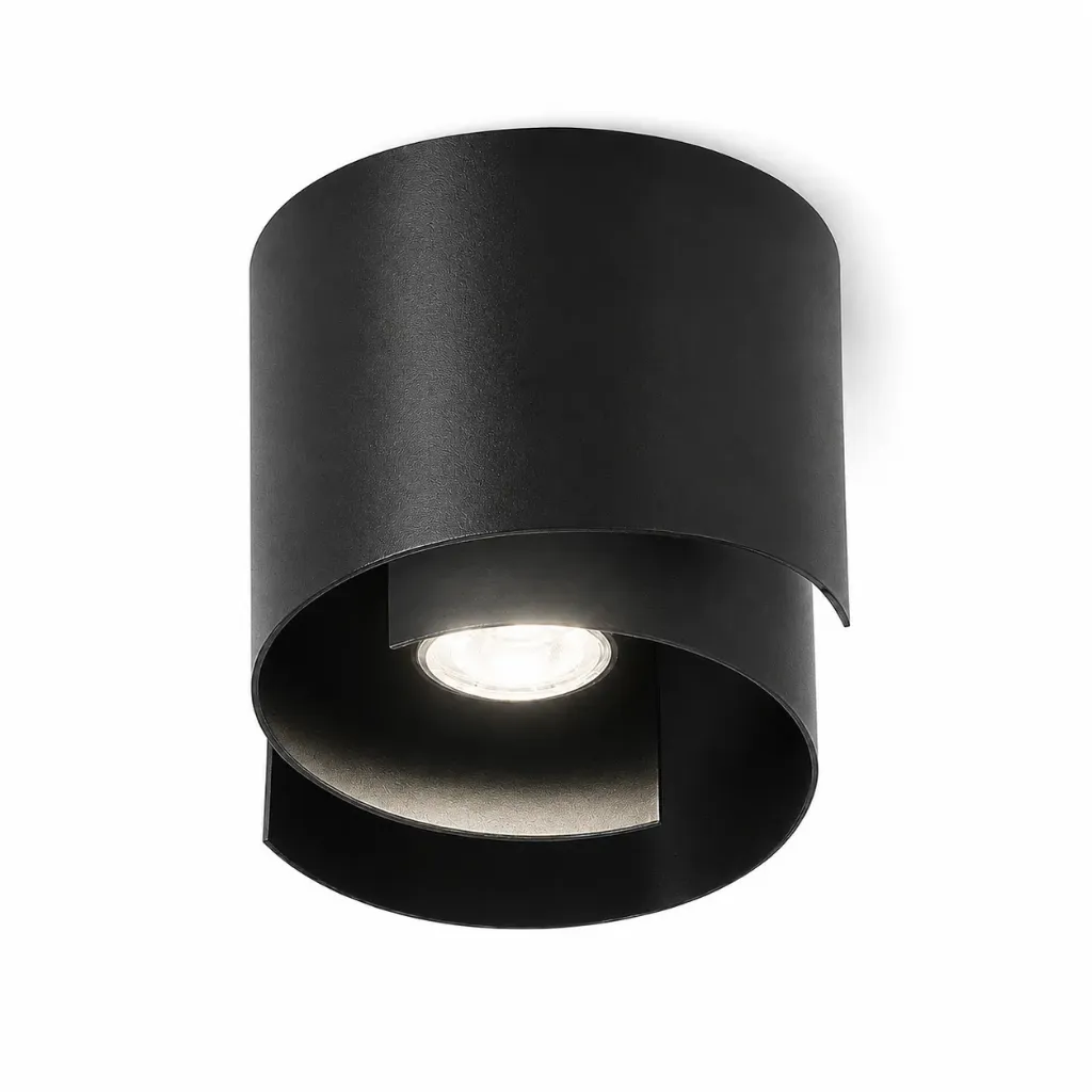 Emibig Cutaway Cylinder Black Ceiling Spotlight | 1xGU10