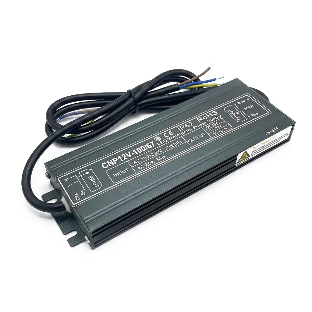 Ultra-Thin LED Driver 12V 100W 8.3A IP67 AC170V-250V