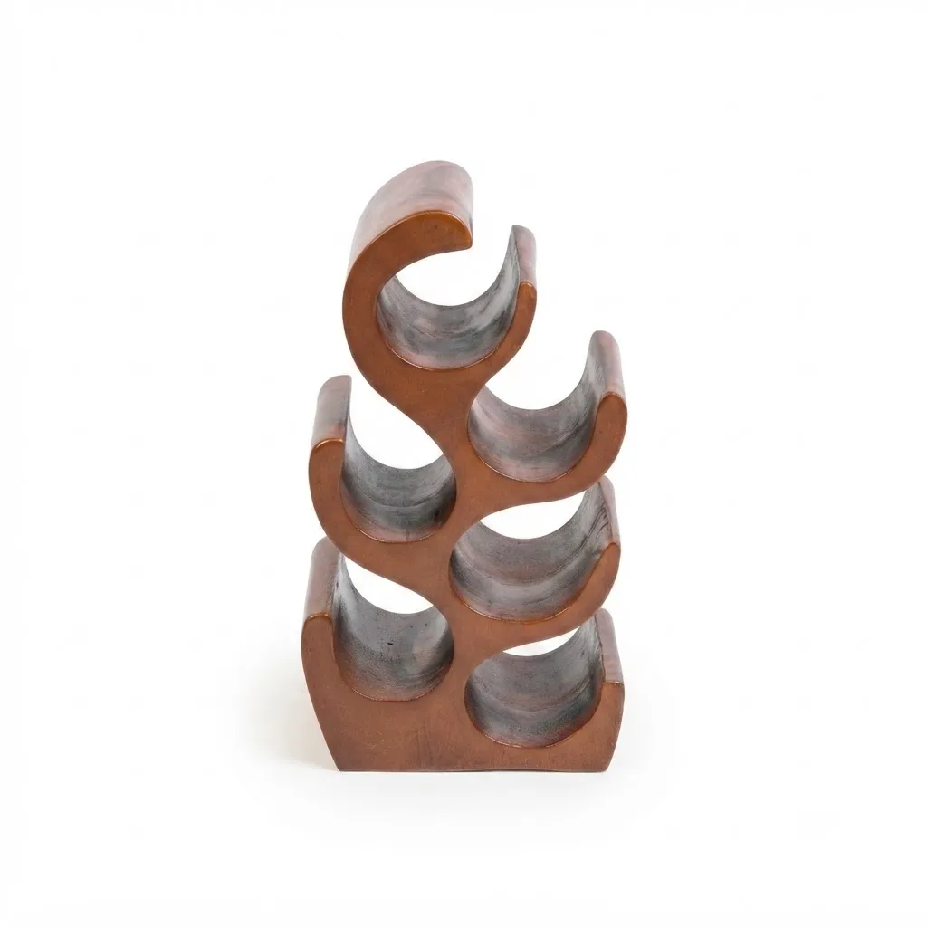 Small Sculptural Suar Wood Bottle Rack