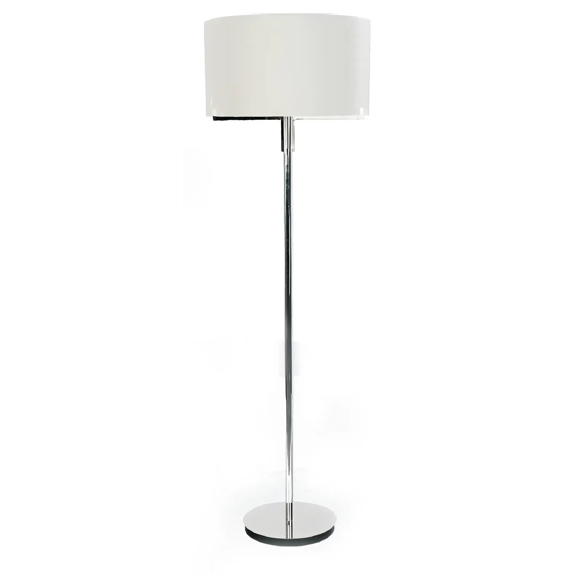 Aura Chrome Plated Floor Lamp with White Fabric Shade
