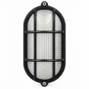 NOX Black Outdoor Bulkhead Wall Lamp with Grill | E27 IP44