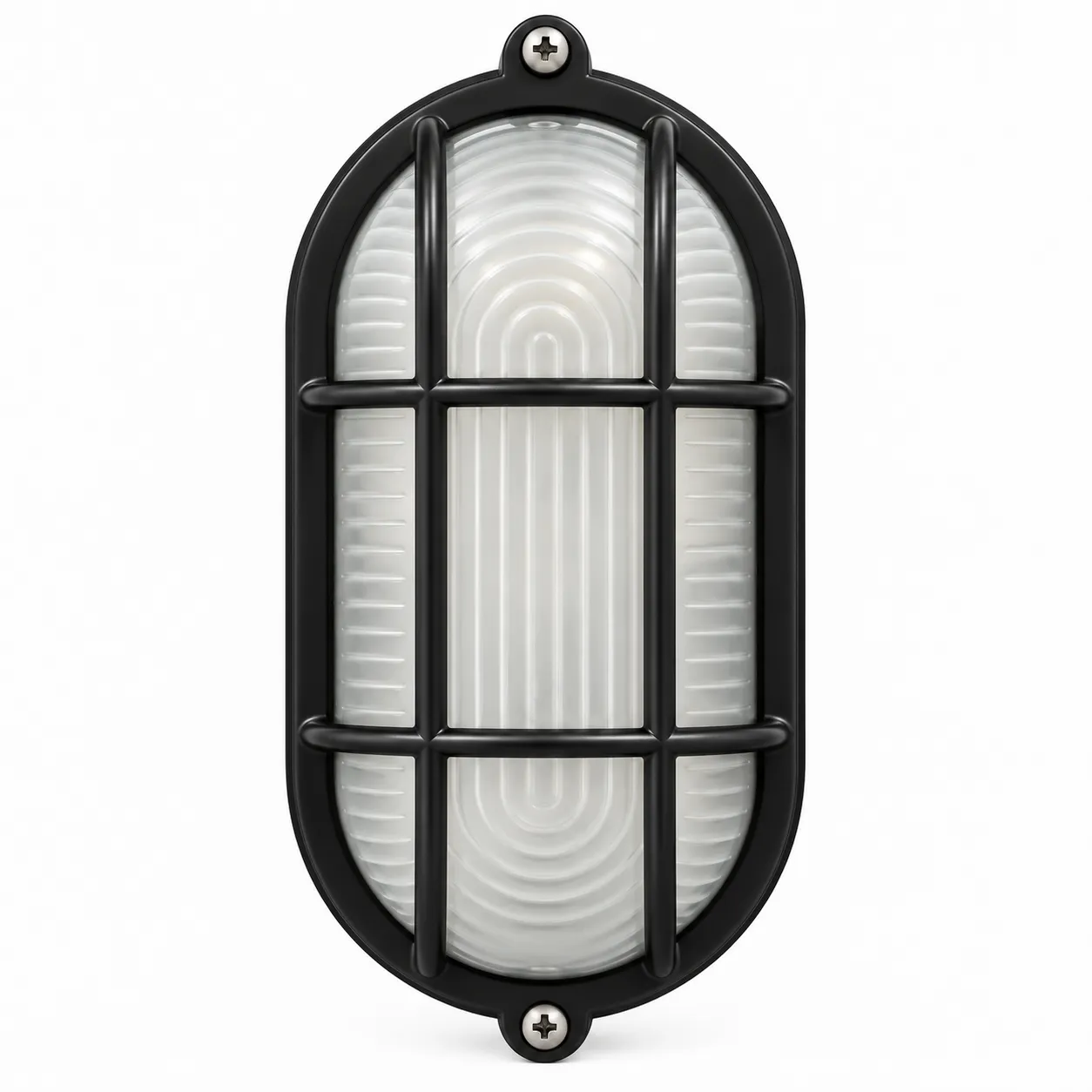 NOX Black Outdoor Bulkhead Wall Lamp with Grill | E27 IP44
