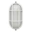 NOX White Outdoor Bulkhead Wall Lamp with Grill | E27 IP44