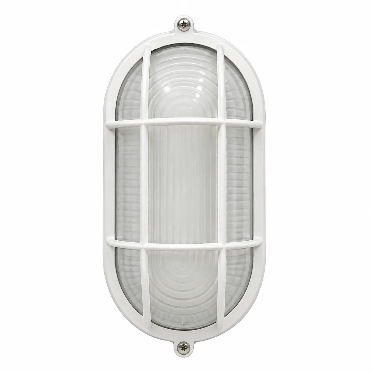 NOX White Outdoor Bulkhead Wall Lamp with Grill | E27 IP44
