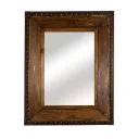 Wooden Mirror with Leather Frame