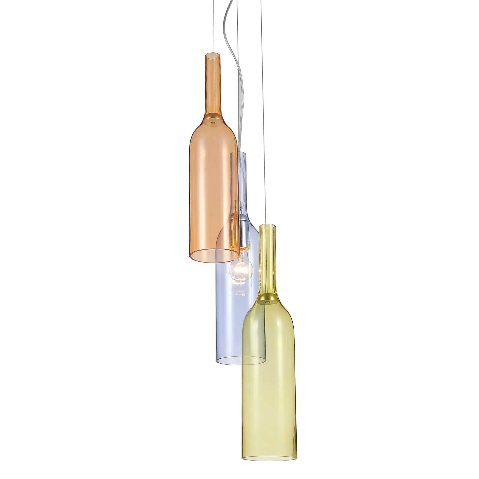 Trio Bottle Colored Glass Pendant
