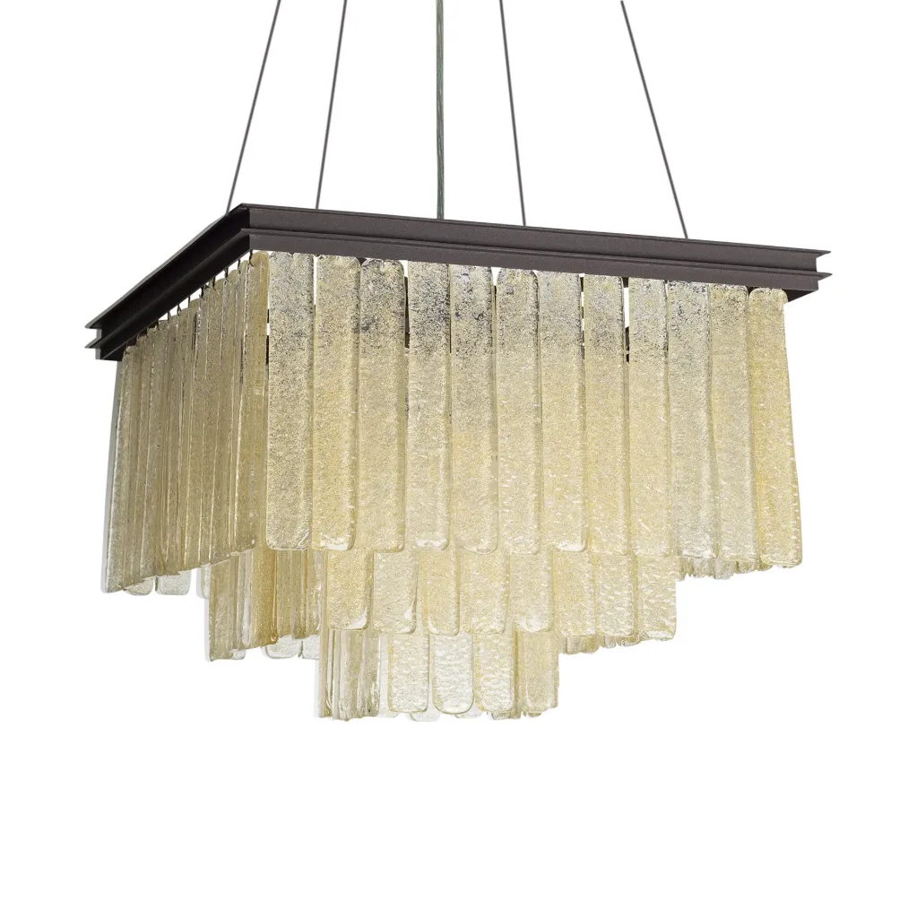 Cascading Textured Glass Square Pendant Lamp