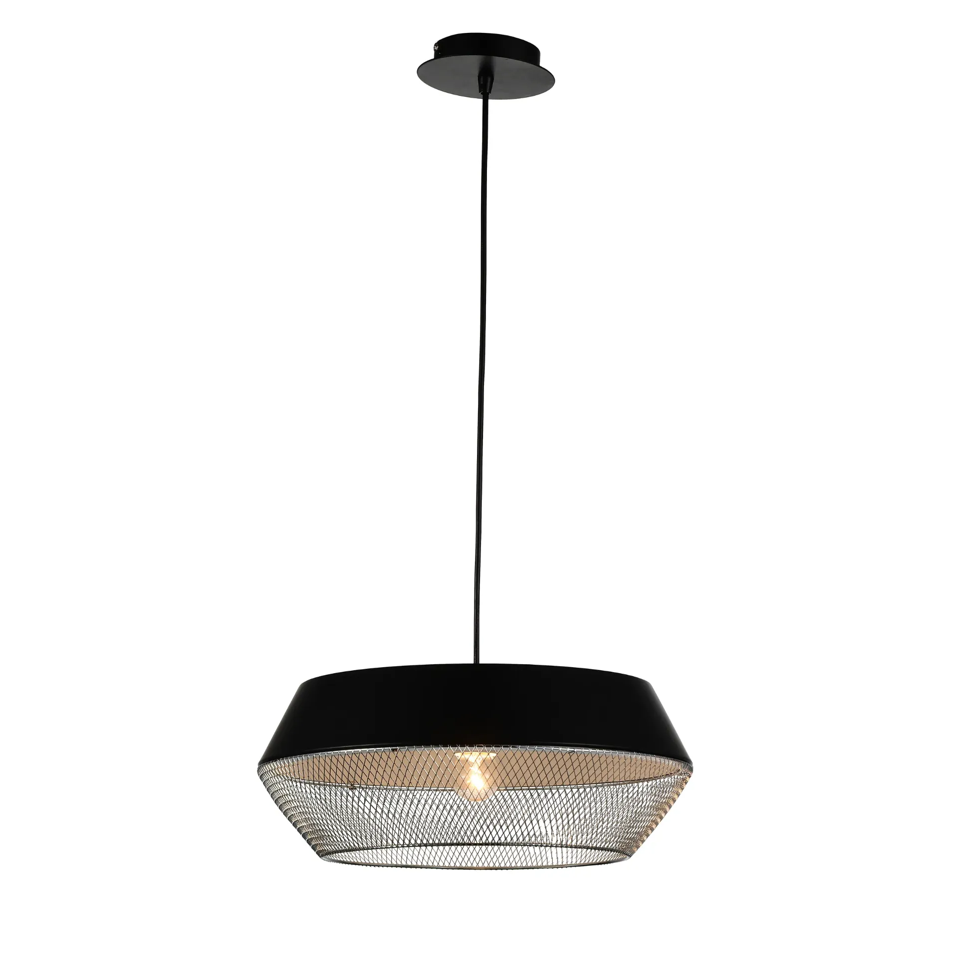 Aluminum Single Pendant Light in Black and Chrome