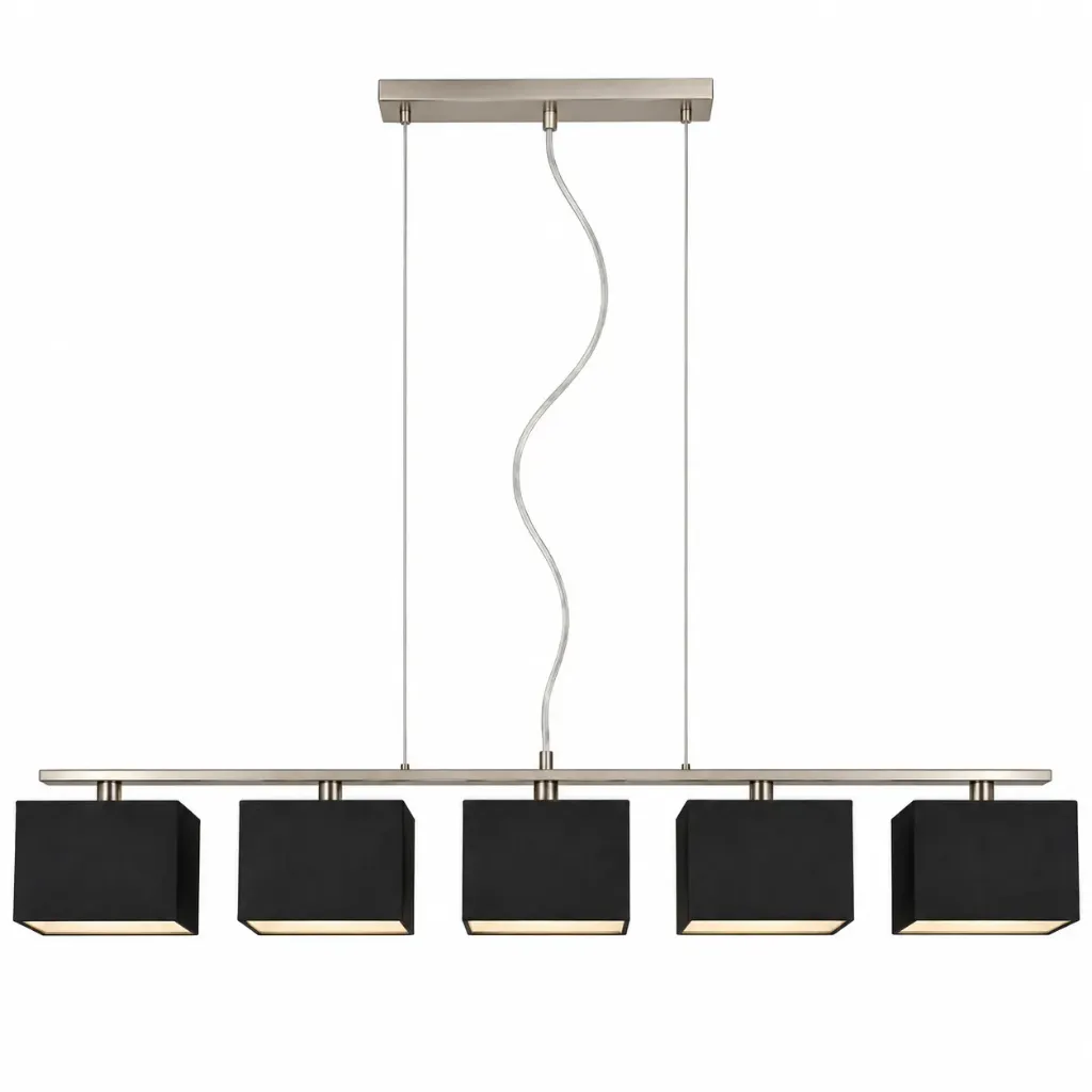 Objet Lumière Linear Black Fabric Pendant Lamp | 5xE14