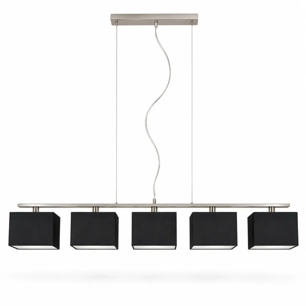 Objet Lumière Linear Black Fabric Sand Nickel Pendant Light | 5xE14