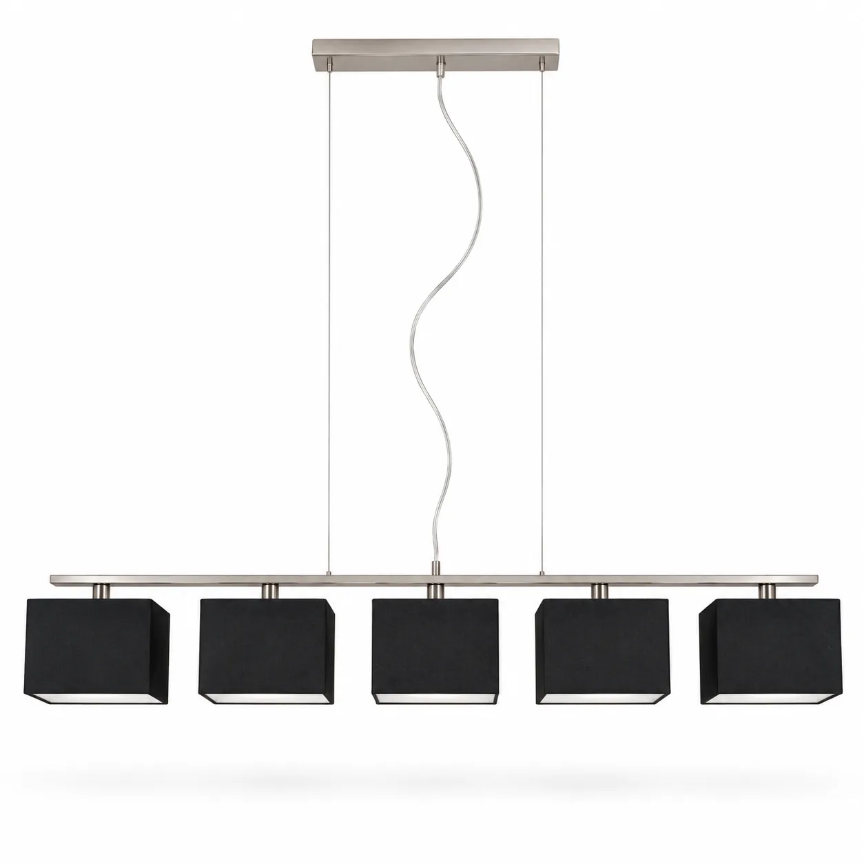 Objet Lumière Linear Black Fabric Sand Nickel Pendant Light | 5xE14