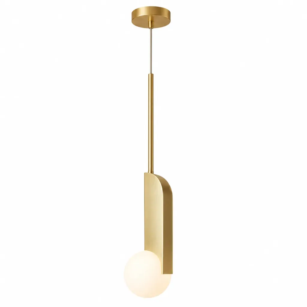 [PL9312P-1GD] Objet Lumière Geometric Gold Frosted Glass Globe Pendant Light |1xG9