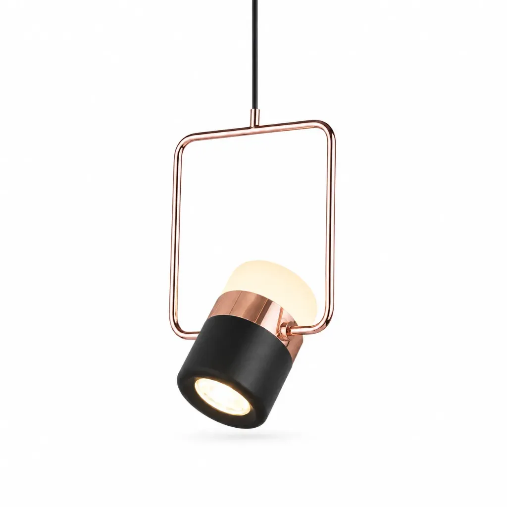 Objet Lumière Geometric Black & Rose Gold Pendant Light | 7W 3000K