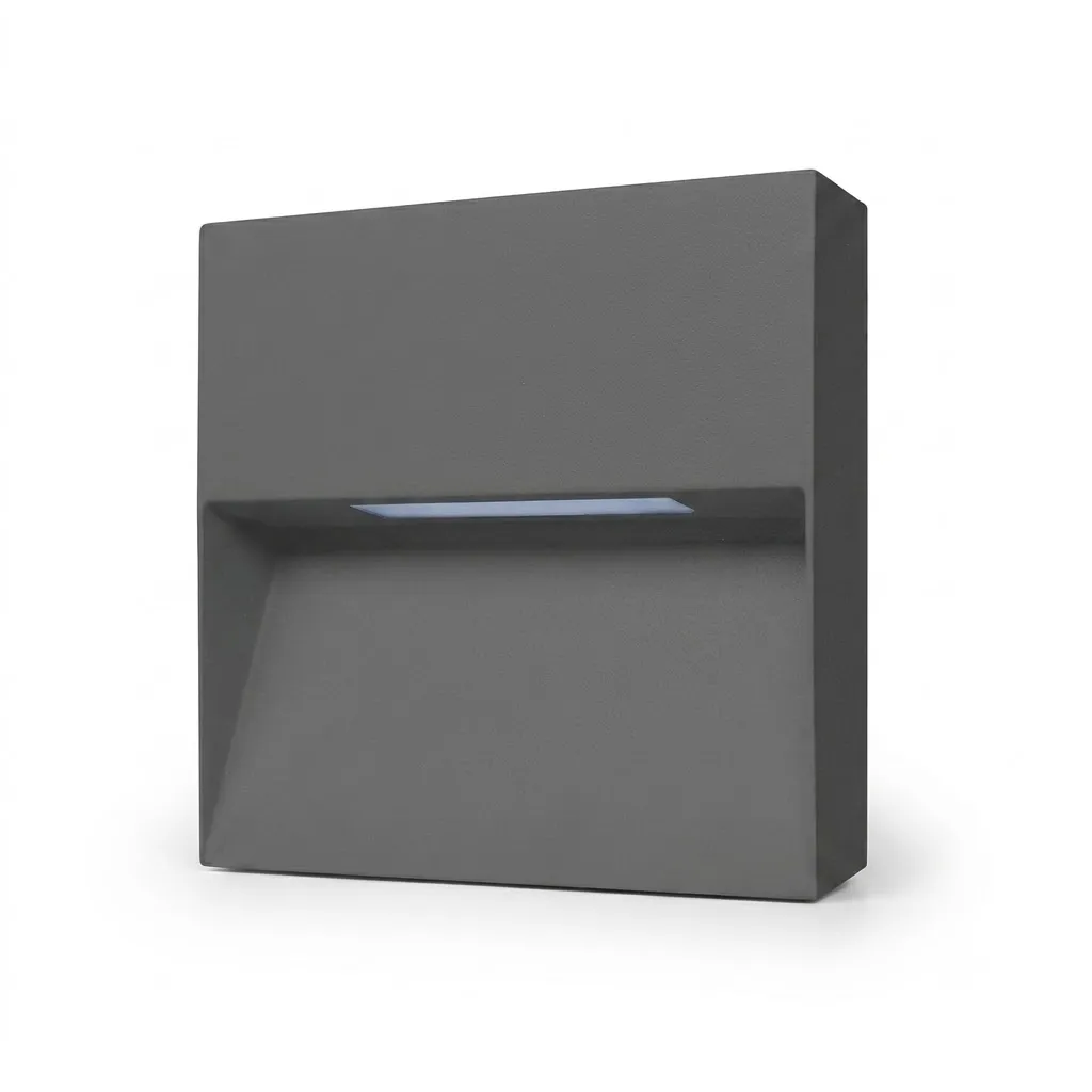 [WL268DGY-3W] Terra Square LED Wall Lamp - Sanded Dark Grey