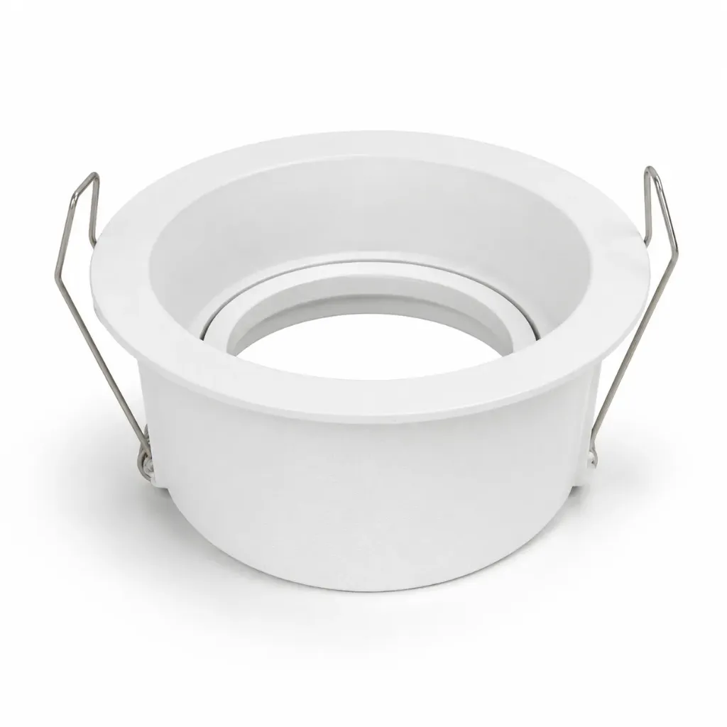 White Round Deep Adjustable Recessed Frame | Cutout Ø8cm