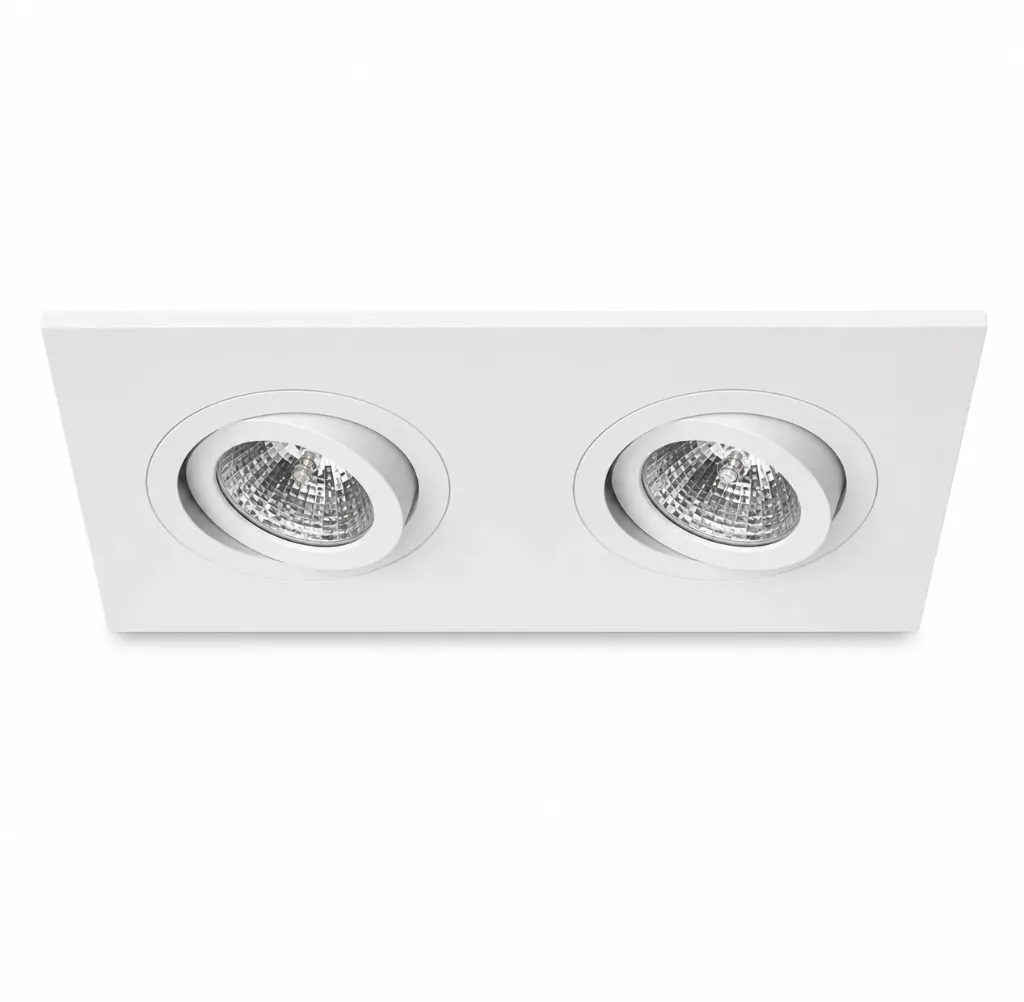 [SLM328-2WH] NOX White Double Adjustable Recessed Spotlight Frame| 2xMR16