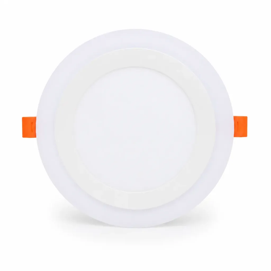 NOX White Round Recessed Dual-Light LED Panel| 12W + 4W 3000K