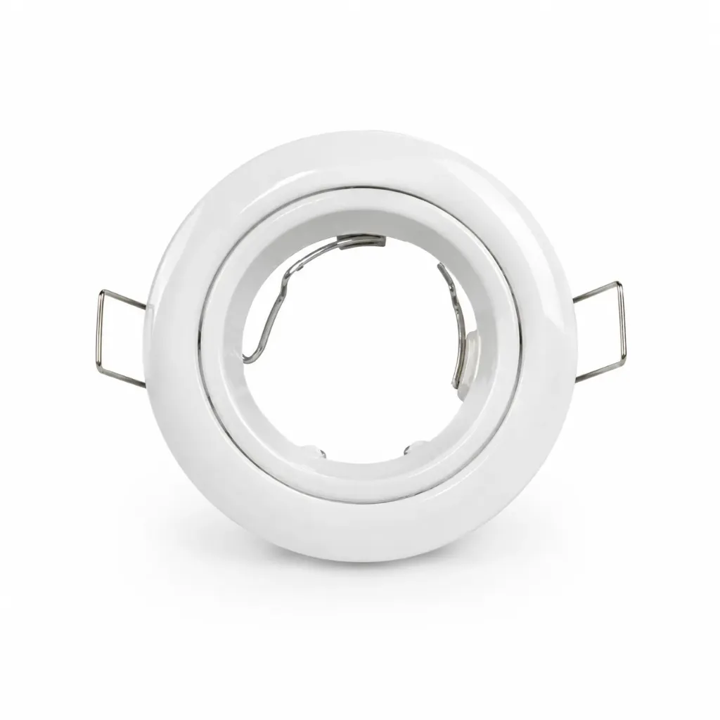 NOX Glossy White Round Recessed Spotlight Frame| GX5.3 D8cm