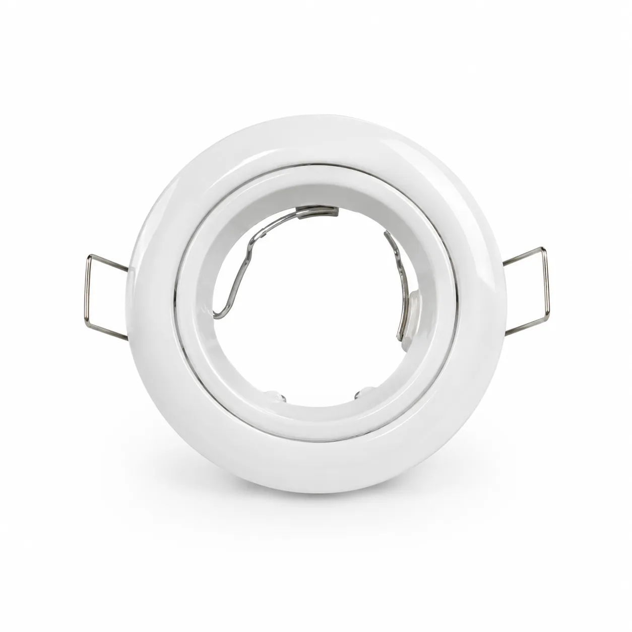 NOX Glossy White Round Recessed Spotlight Frame| GX5.3 D8cm
