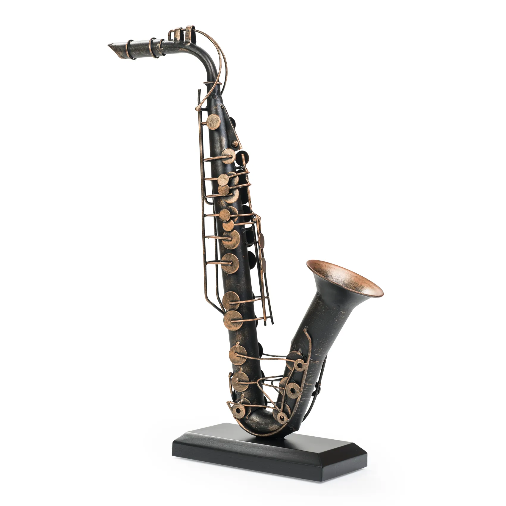 Saxophone Antique Brass Tabletop Statue