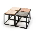 Mindi Wood and Iron Modular Coffee Table Stools