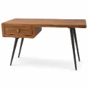 Natural Wood & Black Iron Writing Desk