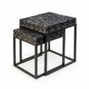 Square Wooden Mosaic Nesting Side Tables