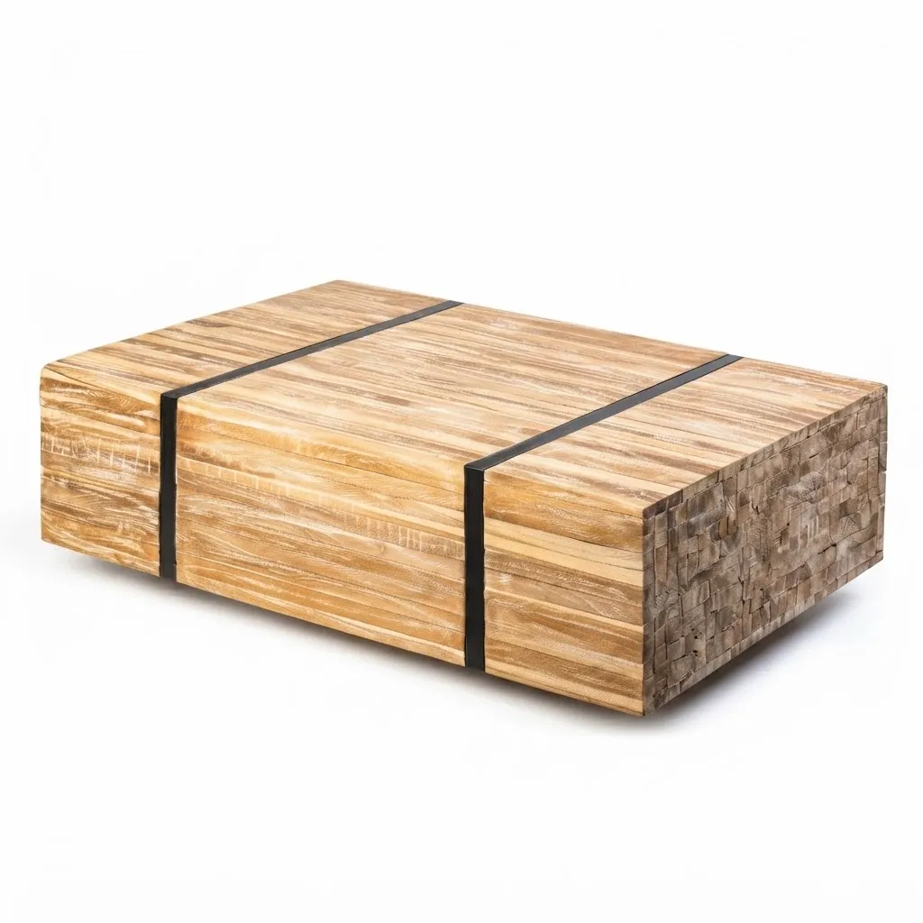 Reng Teak and Metal Industrial Coffee Table