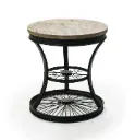 Antique Grey Oak Round Side Table