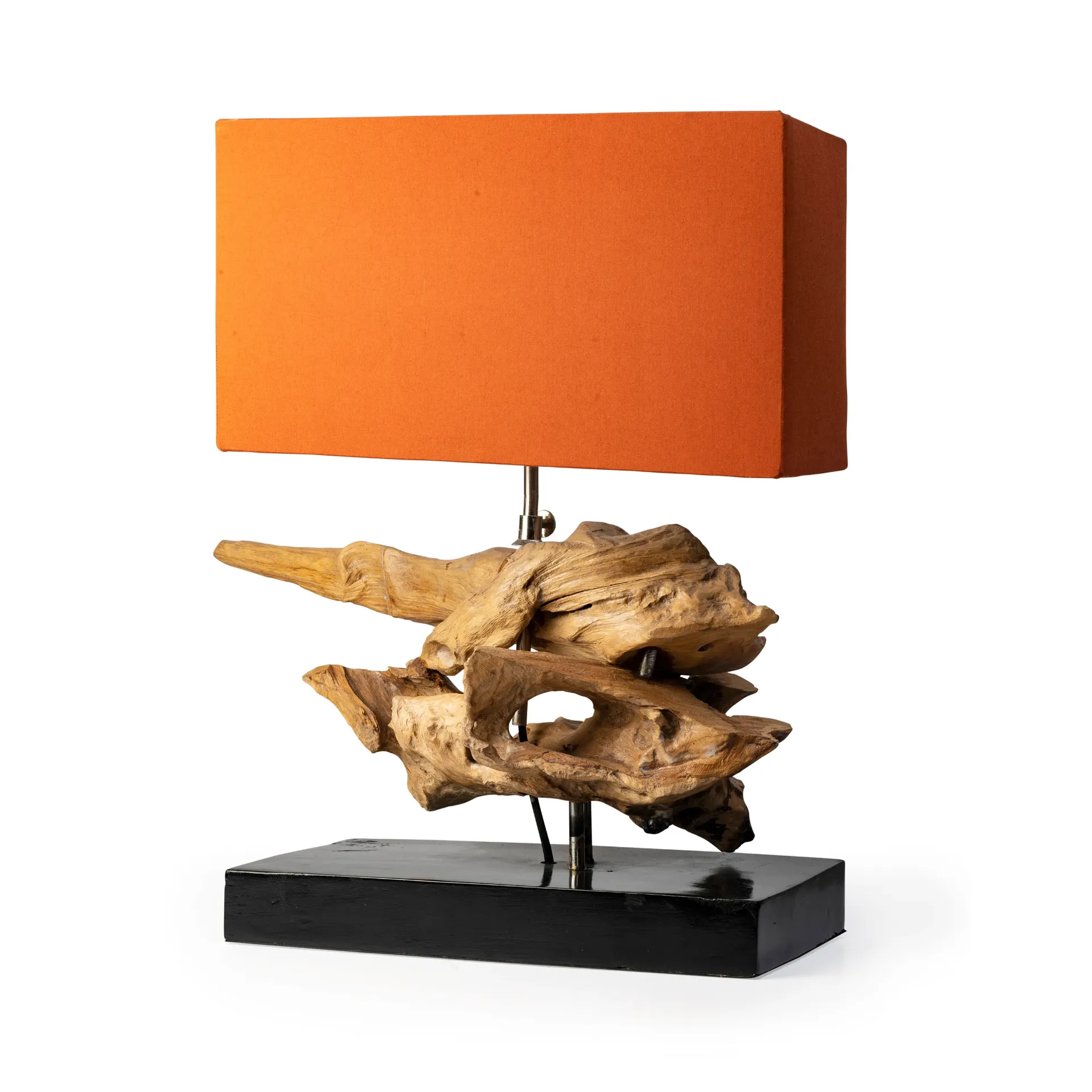 Rustic Teak Sculptural Table Lamp