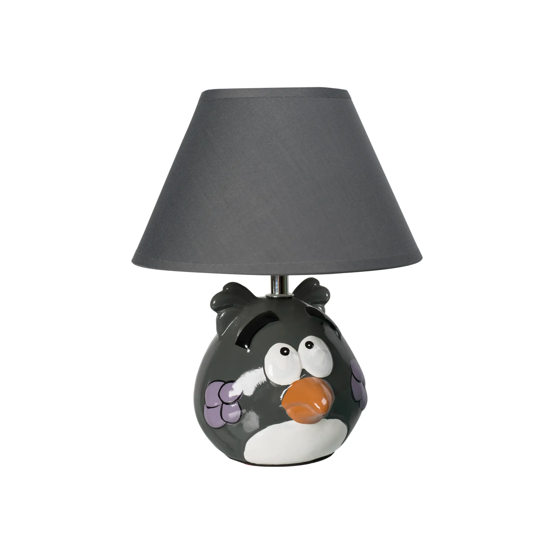 Playful Angry Bird Ceramic Table Lamp - Grey