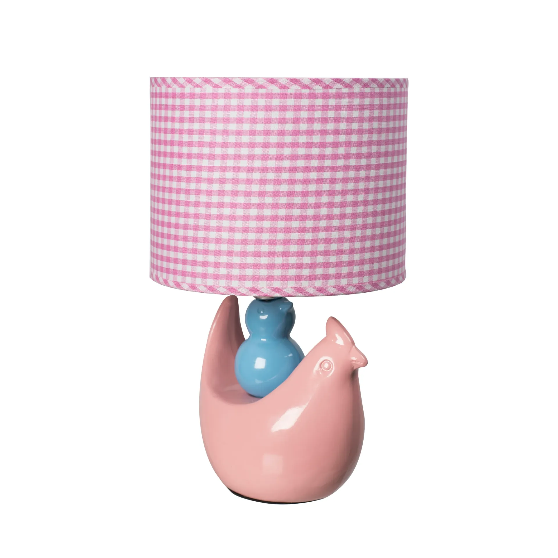 Playful Pink Hen Ceramic Table Lamp