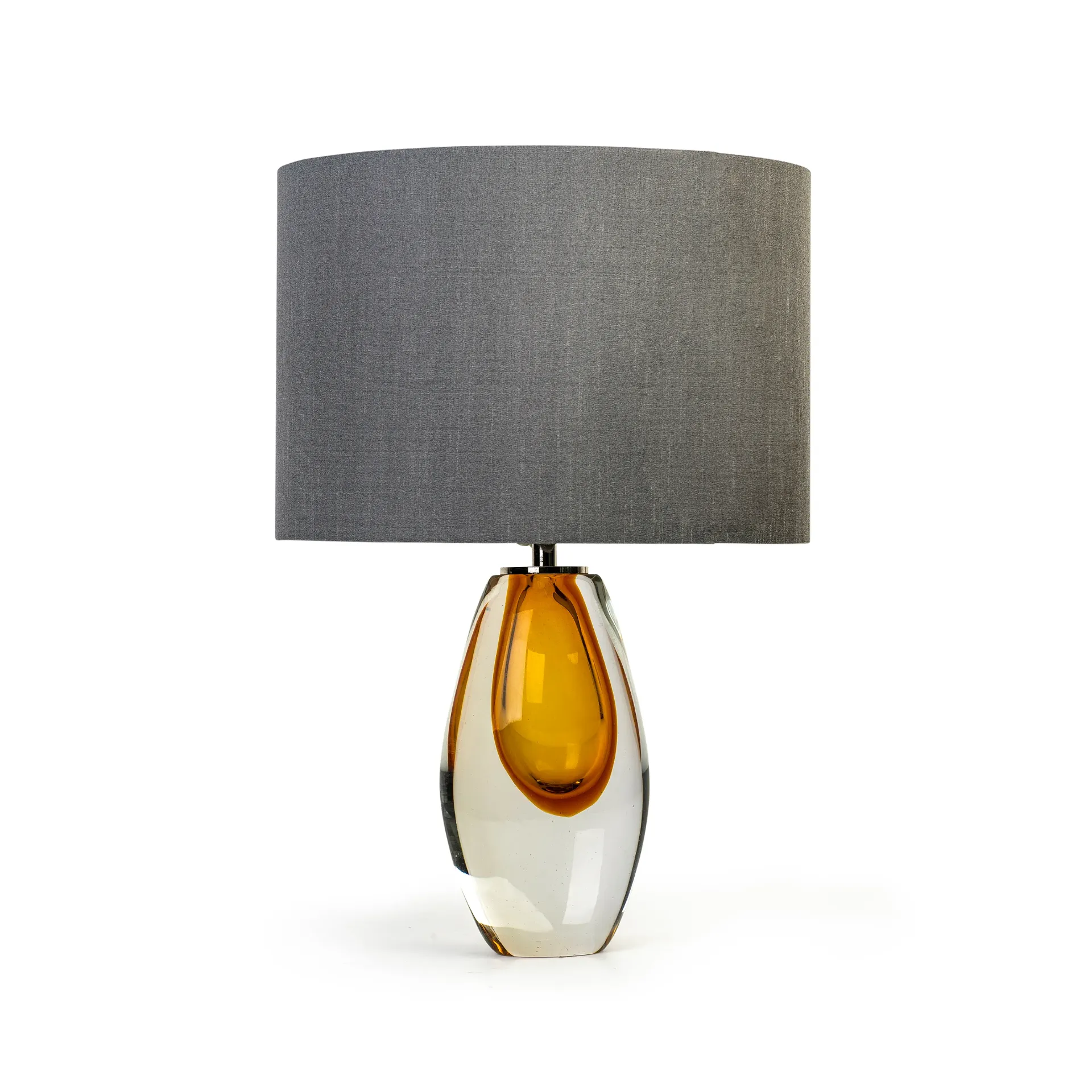 Amber Crystal and Metal Table Lamp with Shade