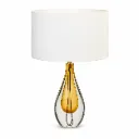 Amber Teardrop Glass Table Lamp with White Shade