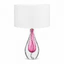 Pink Teardrop Glass Table Lamp with White Shade