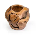 Teak Wood Round Lip Vase