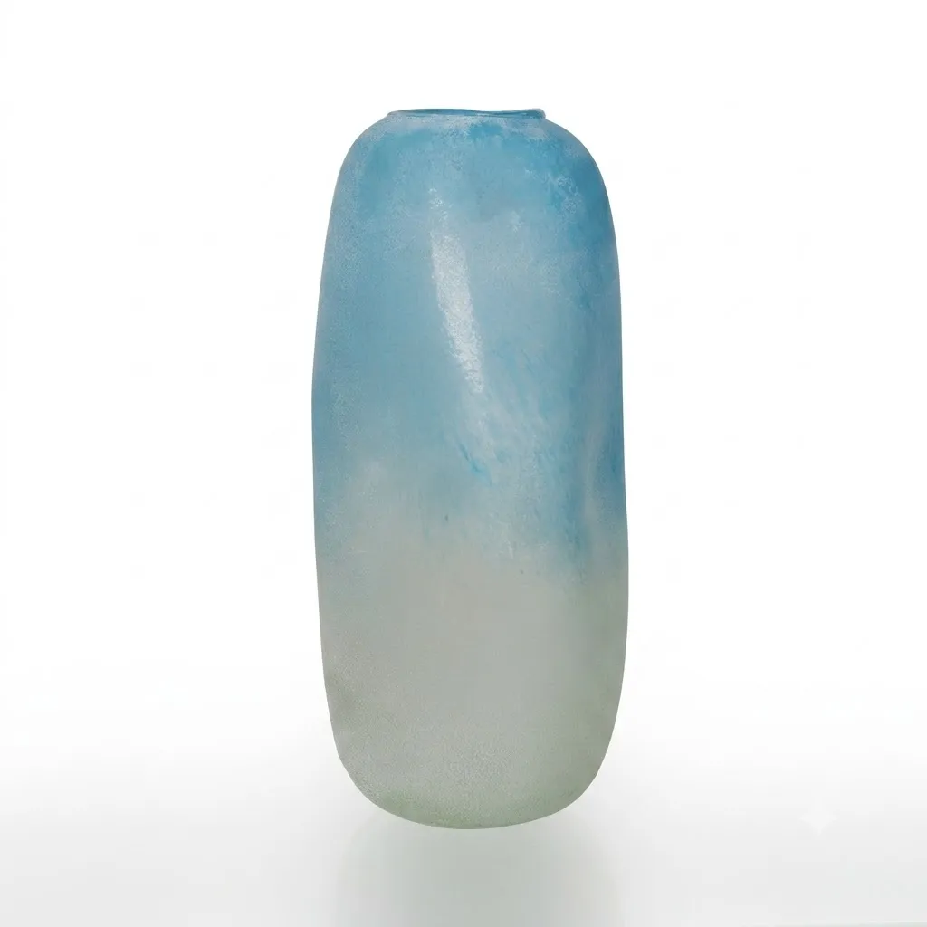 Frosted Blue Glass Vase